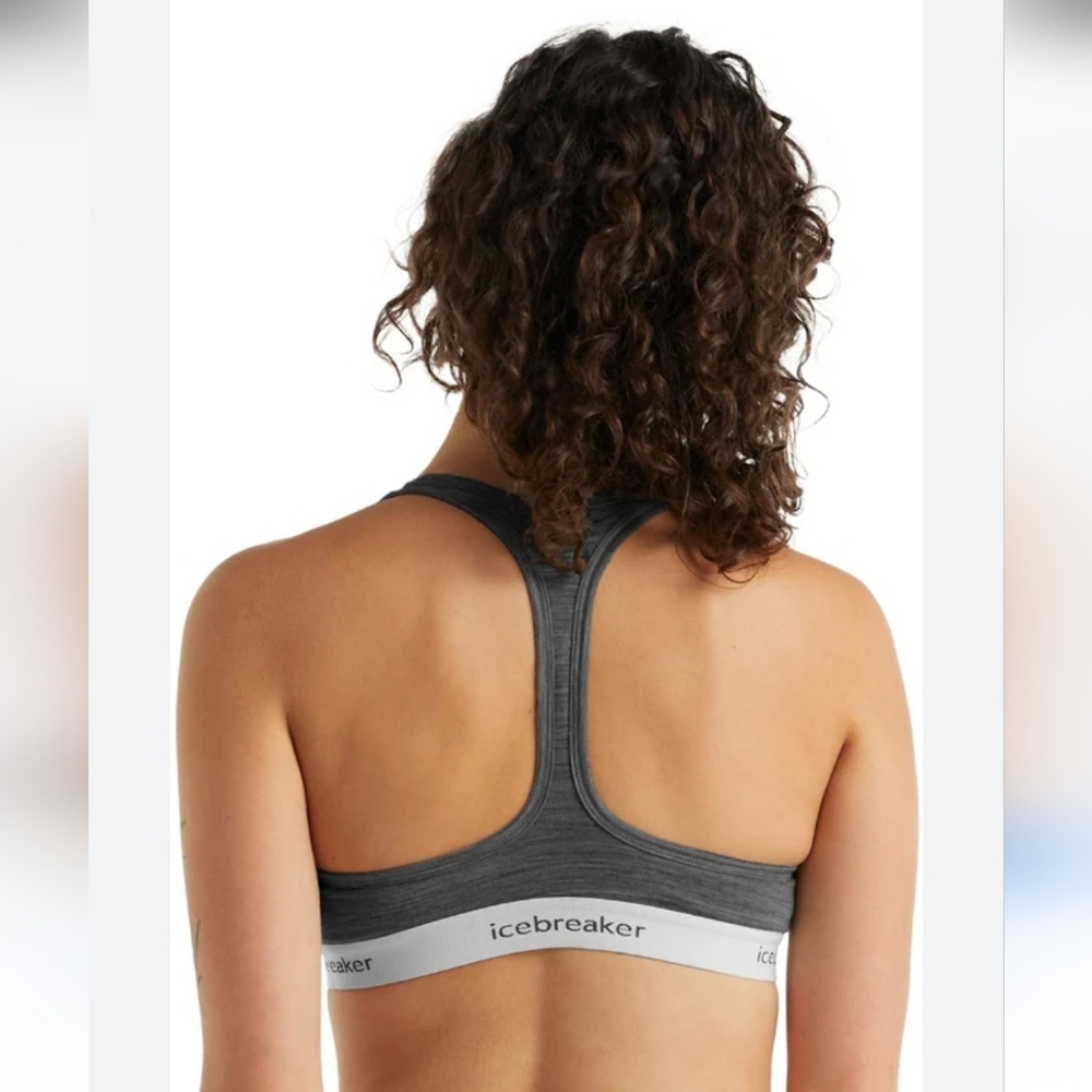 ICEBREAKER SPRITE WOOL BLEND RACERBACK SPORTS BRA; SIZE: LARGE
